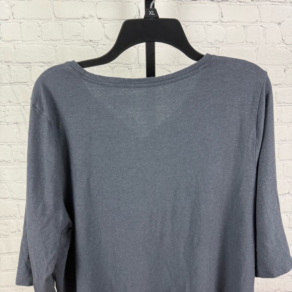 Pure Jill Hemp and Cotton Henley Dark Gray Blue Top Size XL - Picture 5 of 6